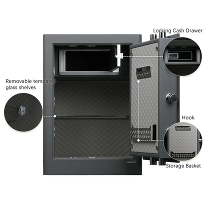 Large Fingerprint Safe Box with Fireproof Bag, Alarm