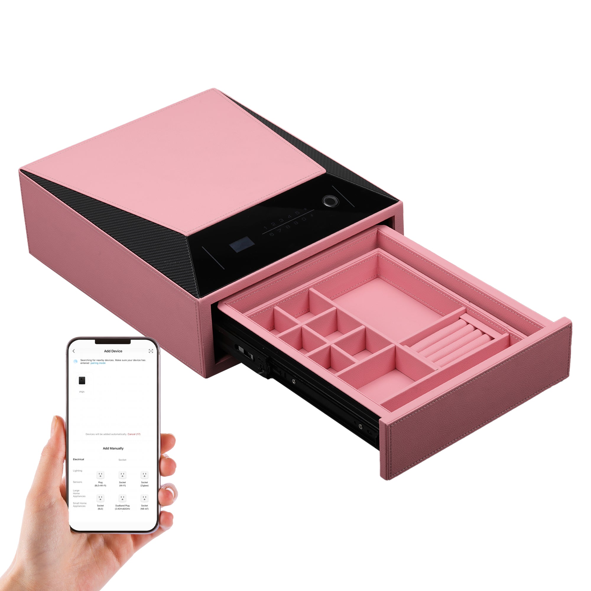 Smart Jewelry Safe Box with Fingerprint, Bluetooth & Auto Open