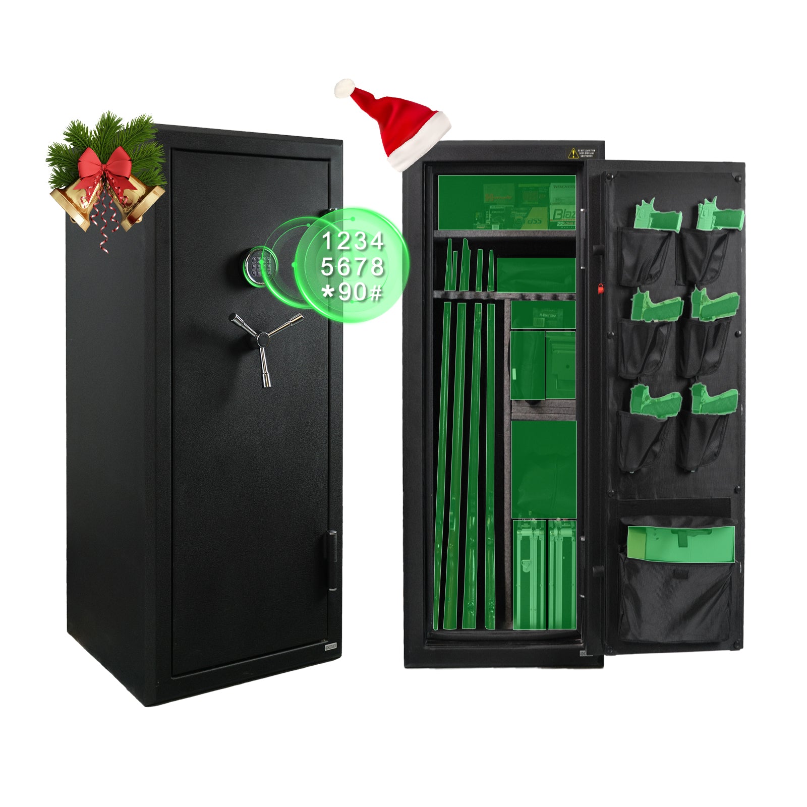 24 Gun Fireproof Safe Cabinet, Electronic Lock, No Assembly