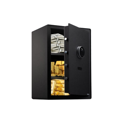 Fingerprint Safe Box with Alarm, LED Light & Removable Shelves