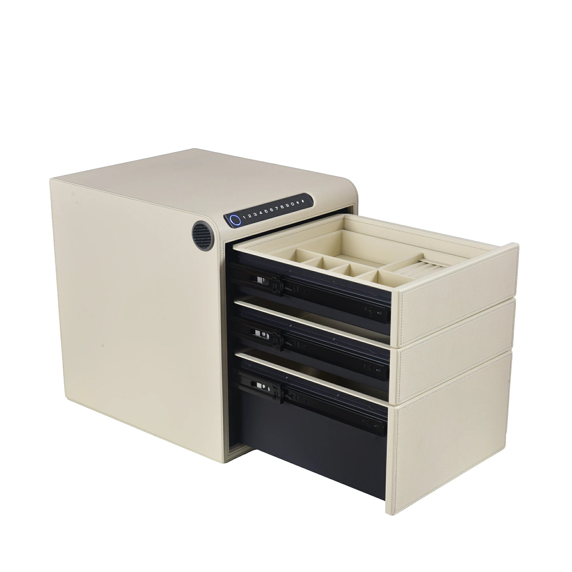 3 Drawers Smart Jewelry Safe Box with Bluetooth, Fingerprint Lock & Auto Open