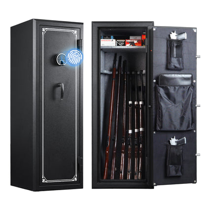 14 Gun Fireproof Rifle Safe with Biometric Fingerprint Lock and Charging Ports