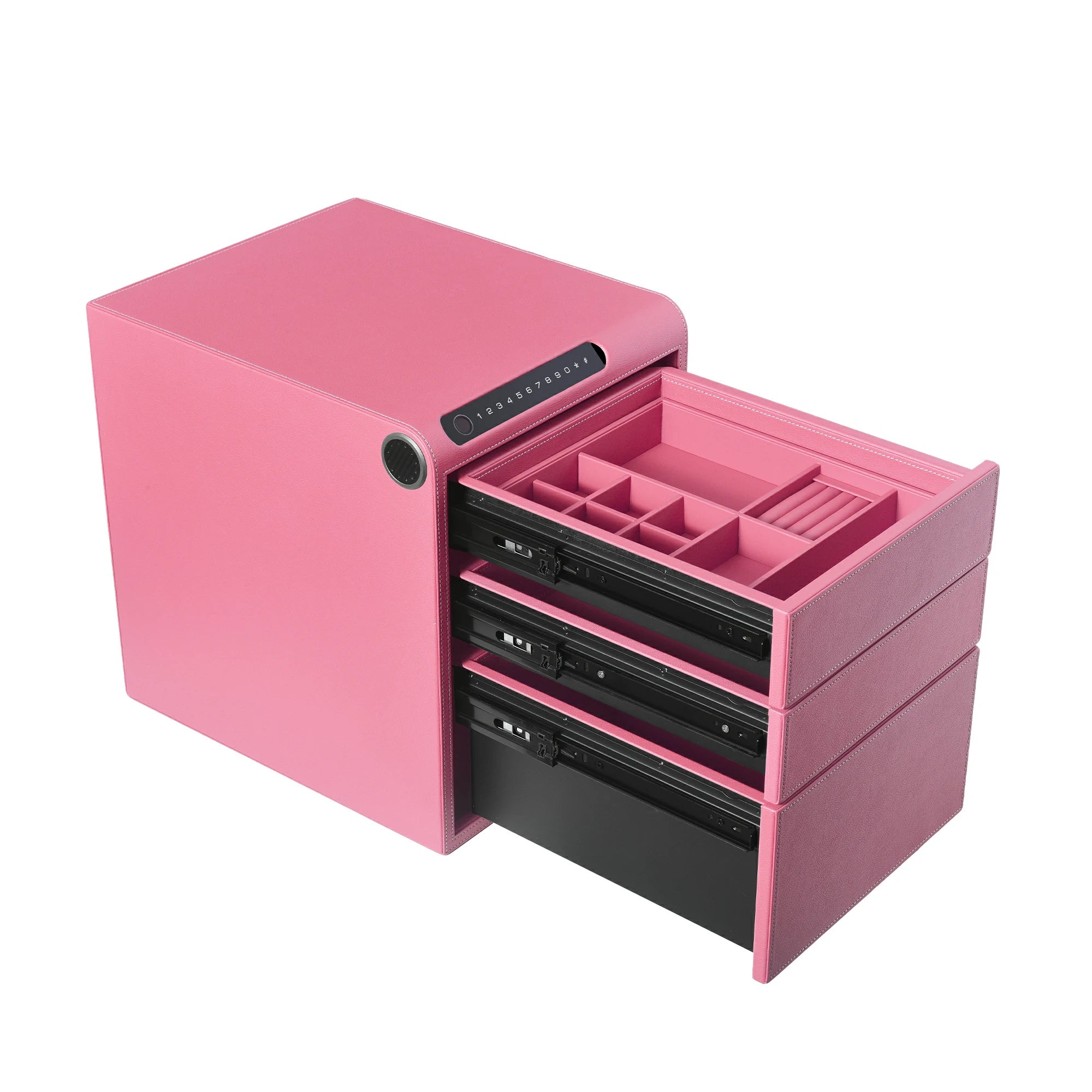 3 Drawers Smart Jewelry Safe Box with Bluetooth, Fingerprint Lock & Auto Open