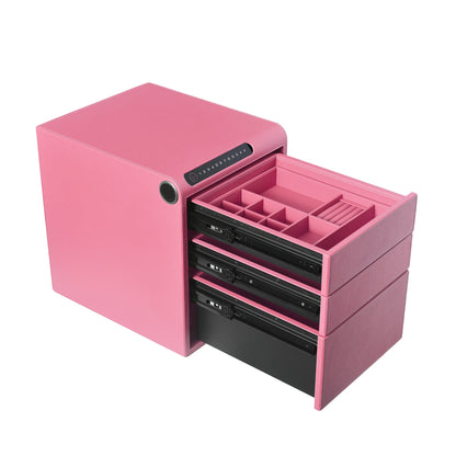 3 Drawers Smart Jewelry Safe Box with Bluetooth, Fingerprint Lock & Auto Open