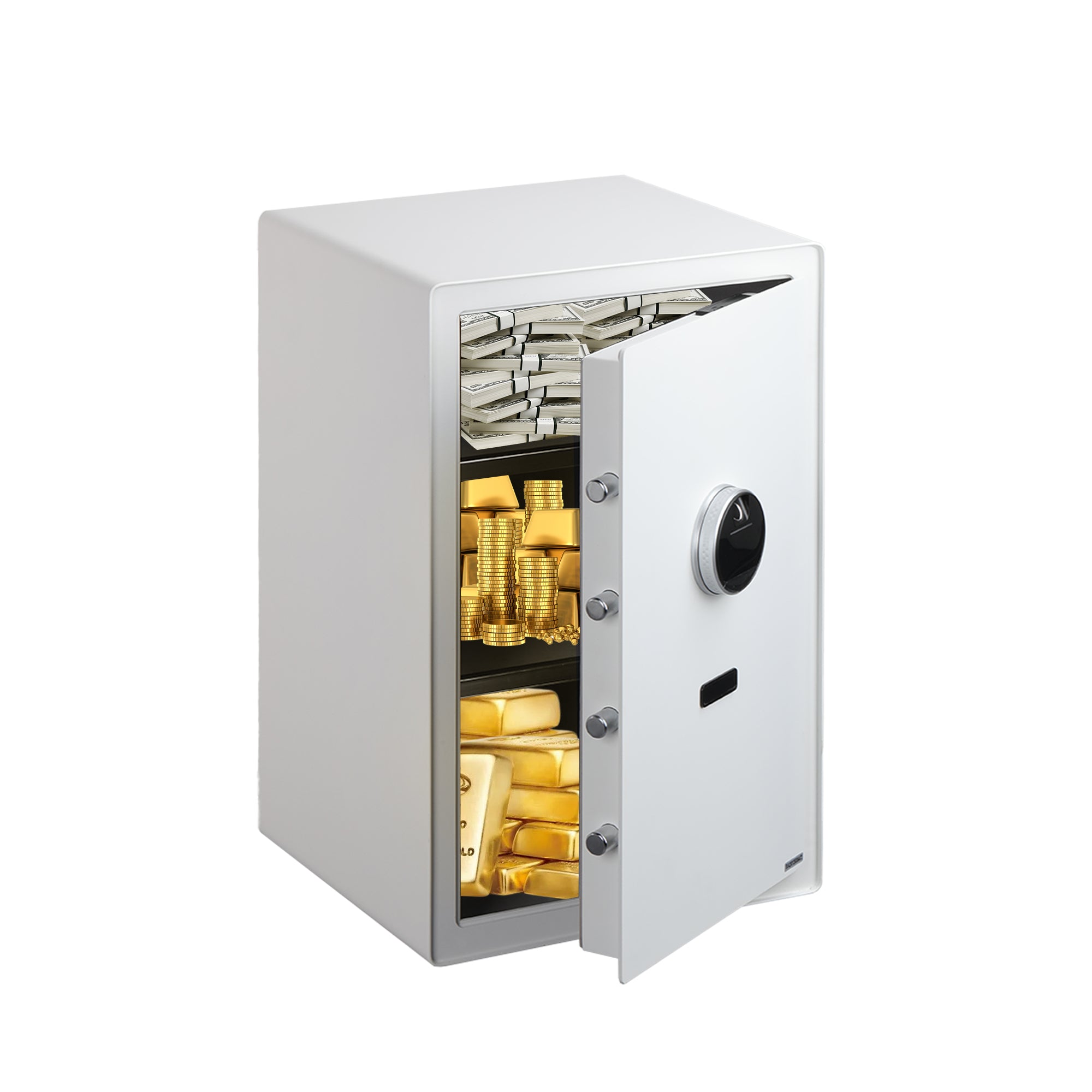 Fingerprint Safe Box with Alarm, LED Light & Removable Shelves