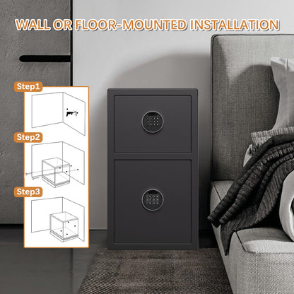 Large 4.9 Cu Ft Home Safe Steel Double Door Fingerprint Digital Lock
