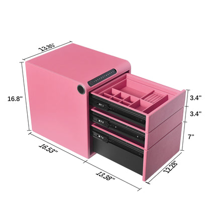 3 Drawers Smart Jewelry Safe Box with Bluetooth, Fingerprint Lock & Auto Open