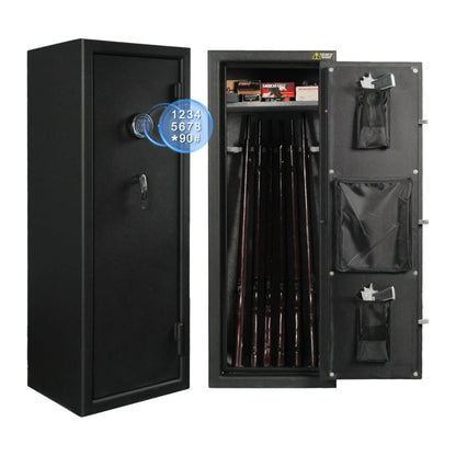 14 Gun Cabinet Fireproof Gun Safe with Keypad Lock Alarm Heavy Steel