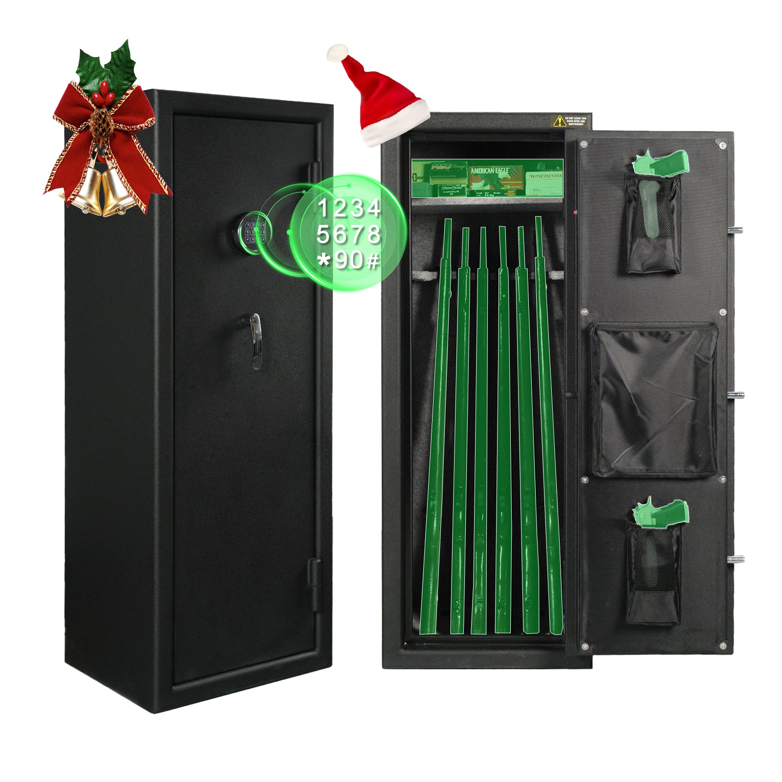 14 Gun Fireproof Safe Cabinet, Electronic Lock, No Assembly