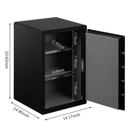 Fingerprint Safe Box with Alarm, LED Light & Removable Shelves