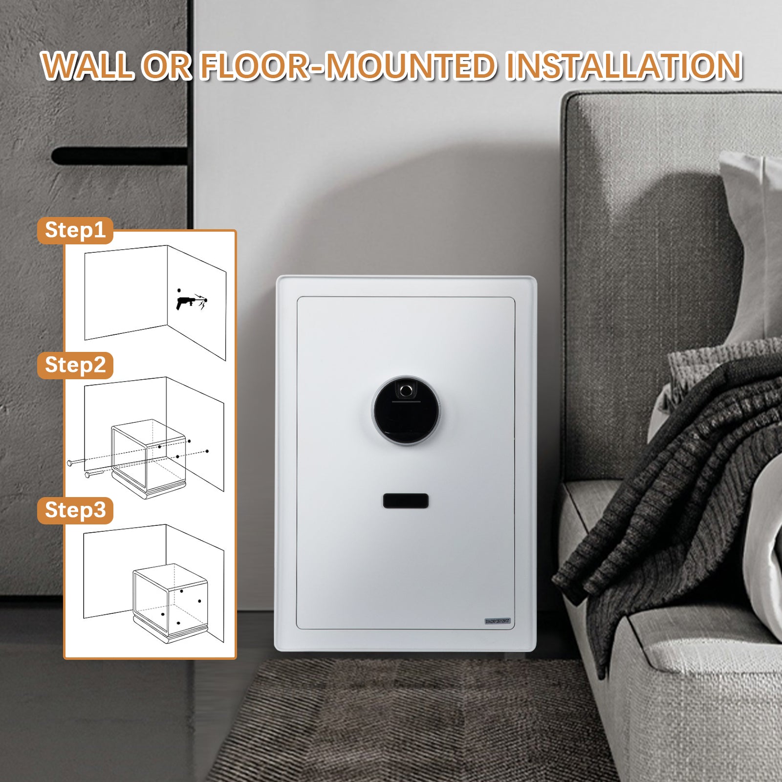 2.0 Cu Ft Fingerprint Home Safe Box with Fireproof Bag, Drawer & Shelf