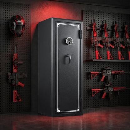 14 Gun Fireproof Rifle Safe with Biometric Fingerprint Lock and Charging Ports