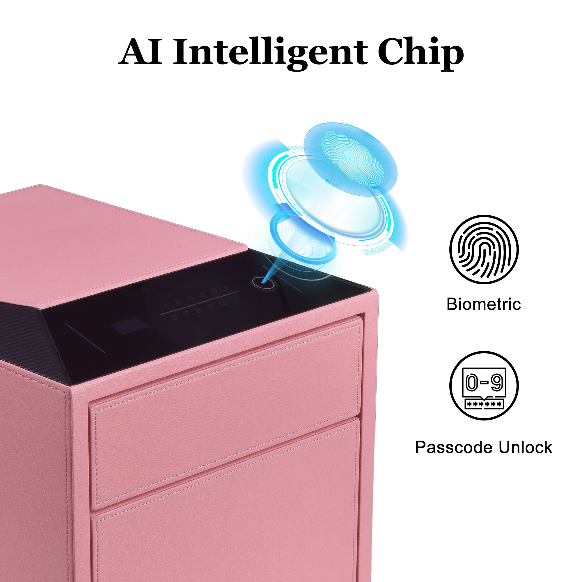 2 Drawers Smart Jewelry Safe Box with Fingerprint, Bluetooth & Auto Open