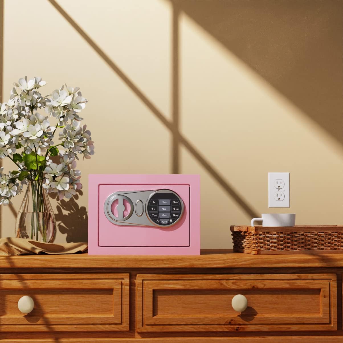 0.23 Cu Ft Small Digital Safe Box with Keypad & Keys, Compact Home Lock Box