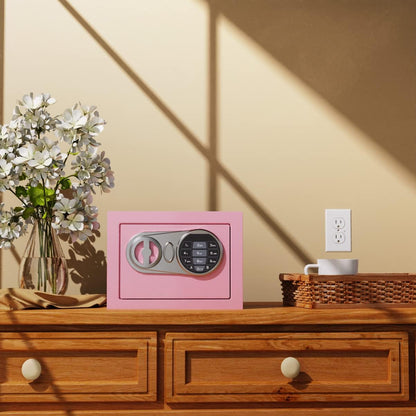 0.23 Cu Ft Small Digital Safe Box with Keypad & Keys, Compact Home Lock Box