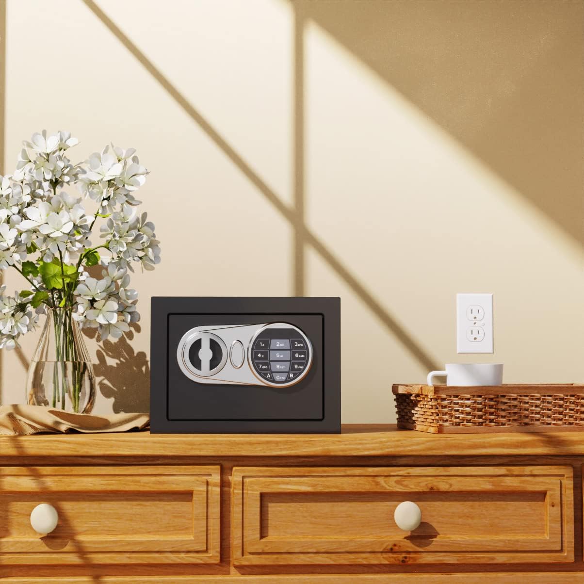 0.23 Cu Ft Small Digital Safe Box with Keypad & Keys, Compact Home Lock Box