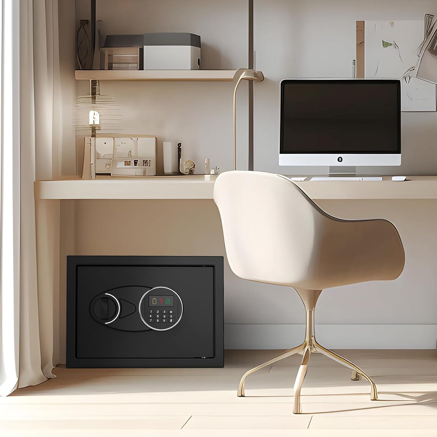 1.6 Cu Ft Fireproof Safe Box with Keypad & Key, Charging Port