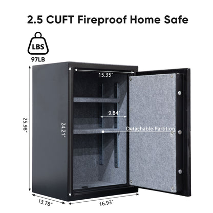 2.5 Cu Ft Fireproof Safe with Programmable Electronic Keypad(Black)
