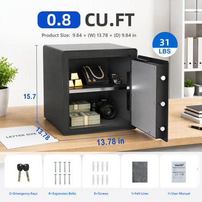 VALINIRT 15.7-Inch Biometric Home Safe with Fingerprint & Digital Keypad, Anti-Pry Design and Alarm