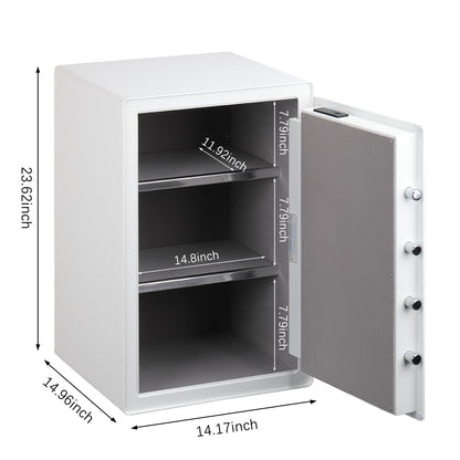 Fingerprint Safe Box with Alarm, LED Light & Removable Shelves
