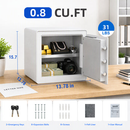 VALINIRT 15.7-Inch Biometric Home Safe with Fingerprint & Digital Keypad, Anti-Pry Design and Alarm
