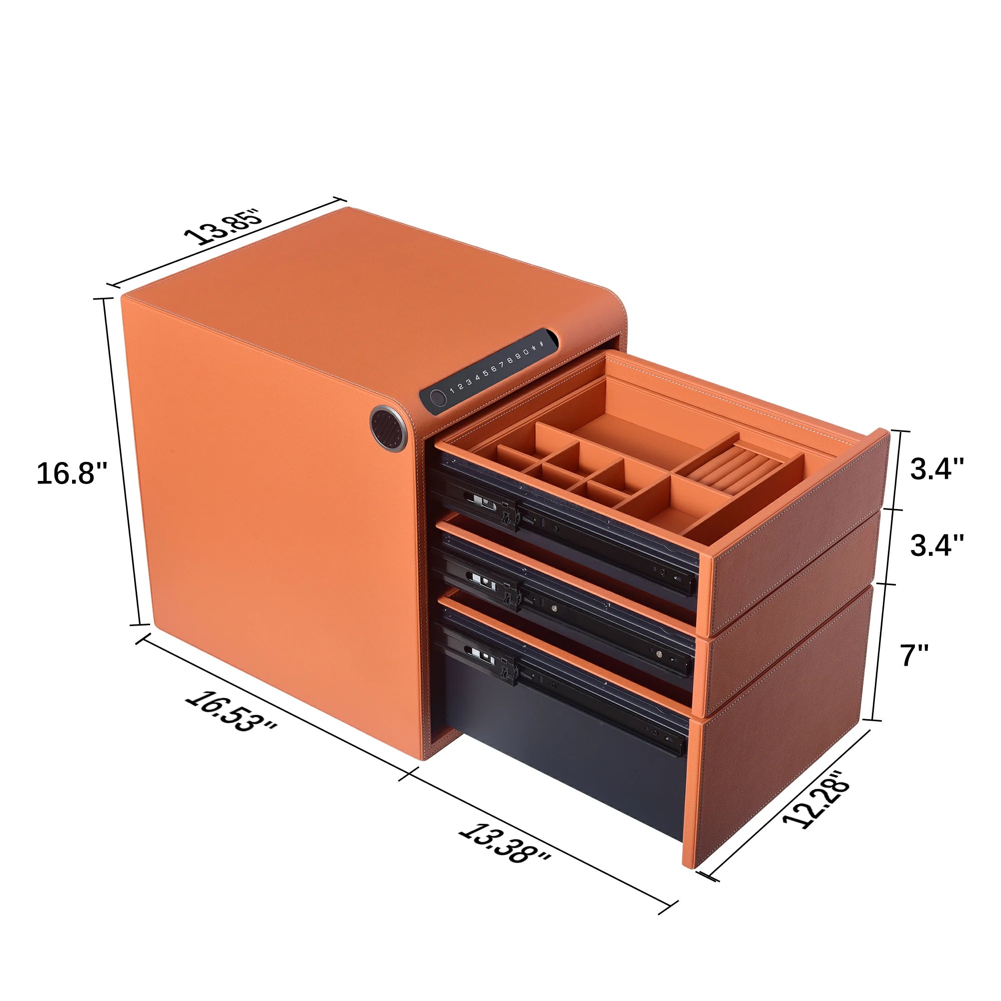 3 Drawers Smart Jewelry Safe Box with Bluetooth, Fingerprint Lock & Auto Open