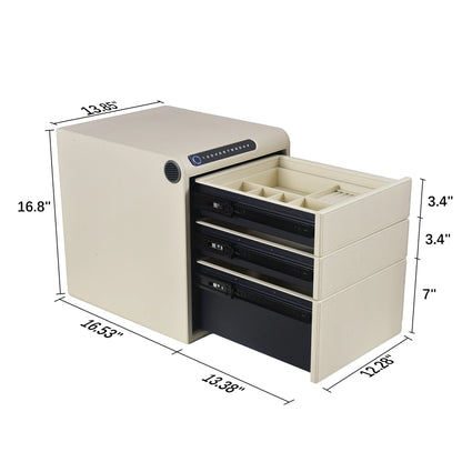 3 Drawers Smart Jewelry Safe Box with Bluetooth, Fingerprint Lock & Auto Open
