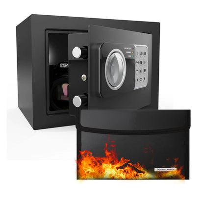 0.24 cu ft Small Electronic Safe Box with Key, Wall or Cabinet Mount