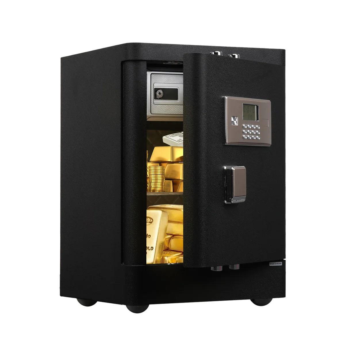 Security Safe with Wheels, Inner Key Box & Fireproof Document Bag