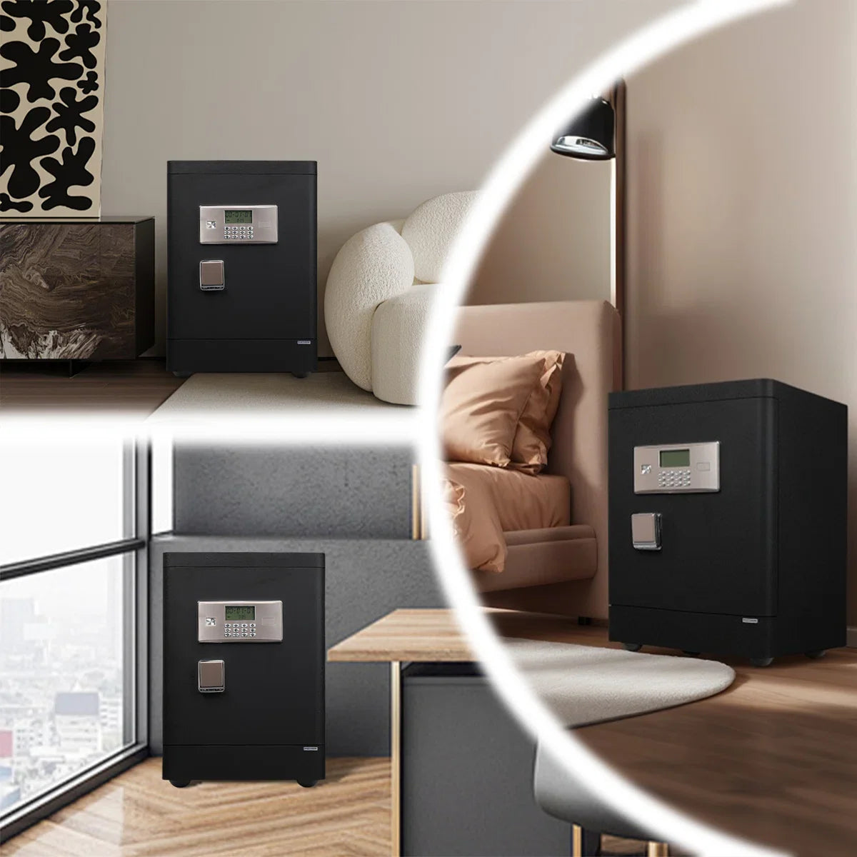 Security Safe with Wheels, Inner Key Box & Fireproof Document Bag