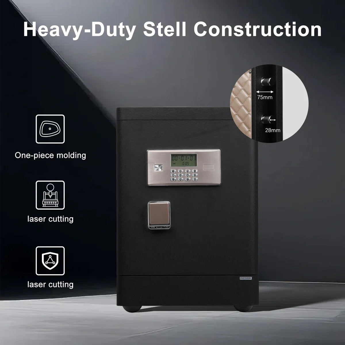 Security Safe with Wheels, Inner Key Box & Fireproof Document Bag