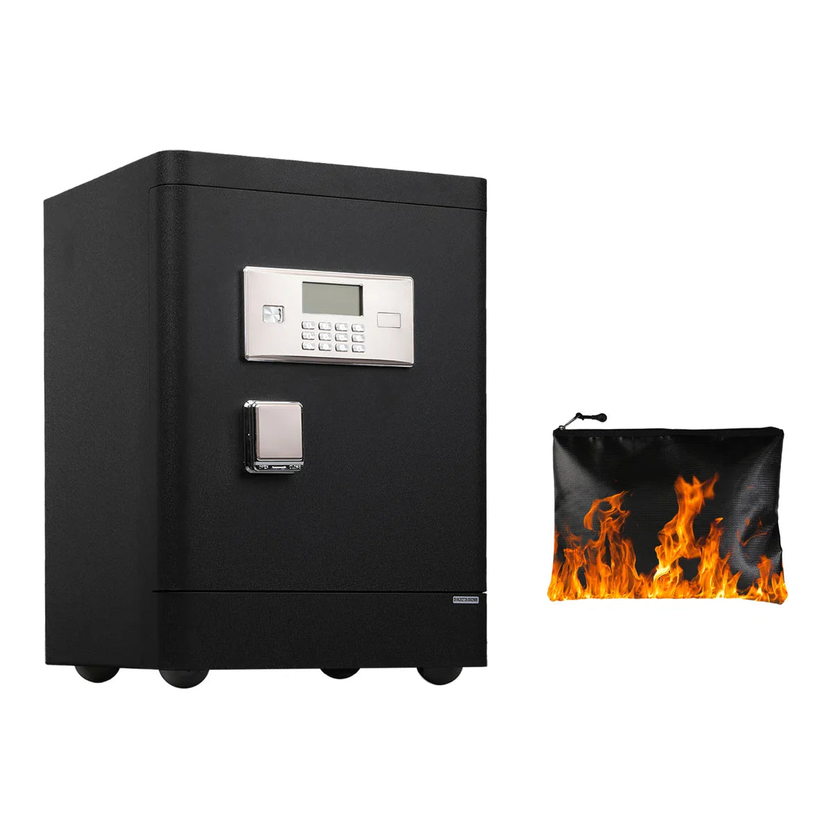 Security Safe with Wheels, Inner Key Box & Fireproof Document Bag