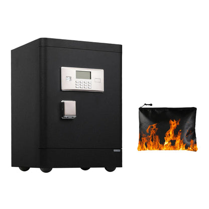 Security Safe with Wheels, Inner Key Box & Fireproof Document Bag