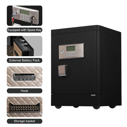 Security Safe with Wheels, Inner Key Box & Fireproof Document Bag