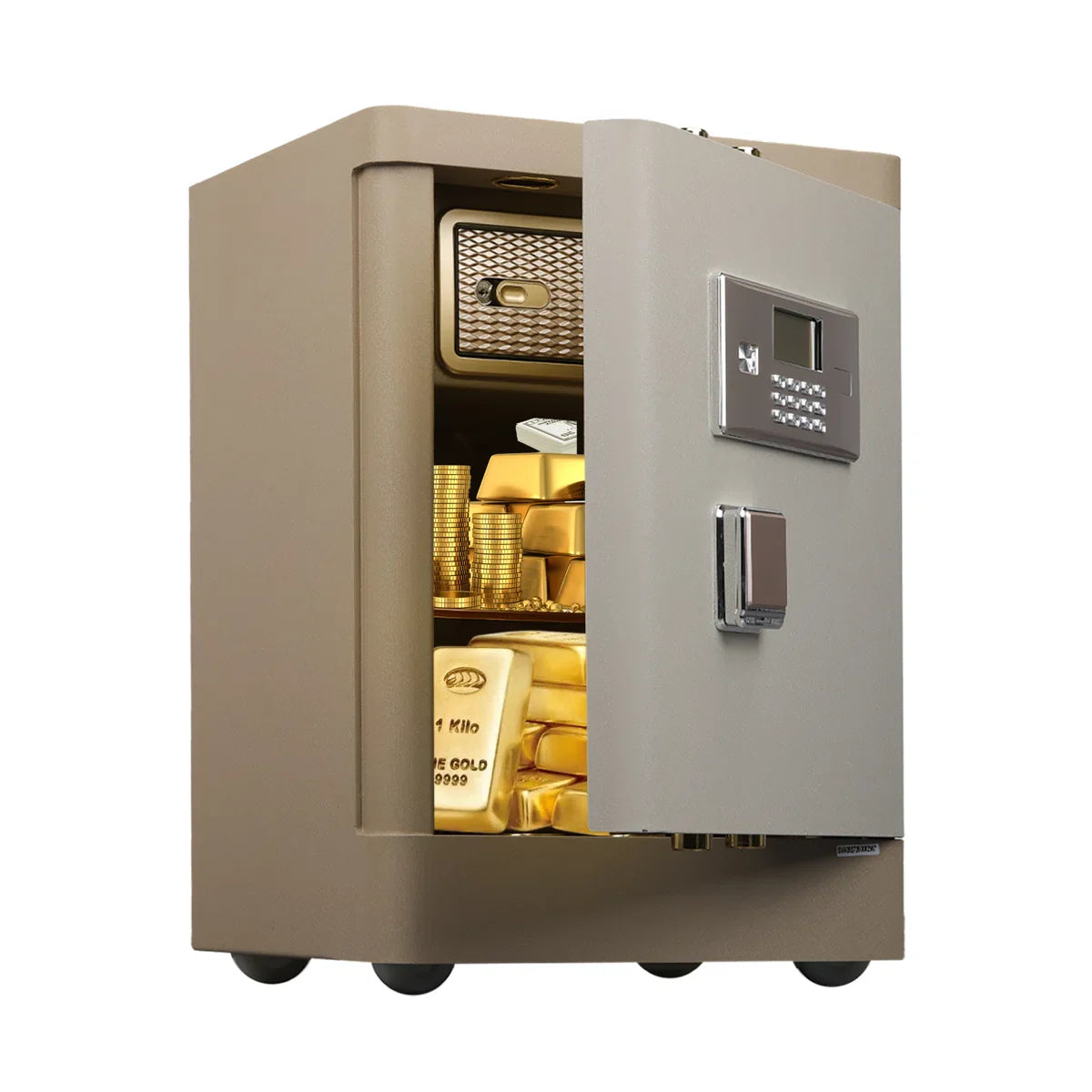 Security Safe with Wheels, Inner Key Box & Fireproof Document Bag