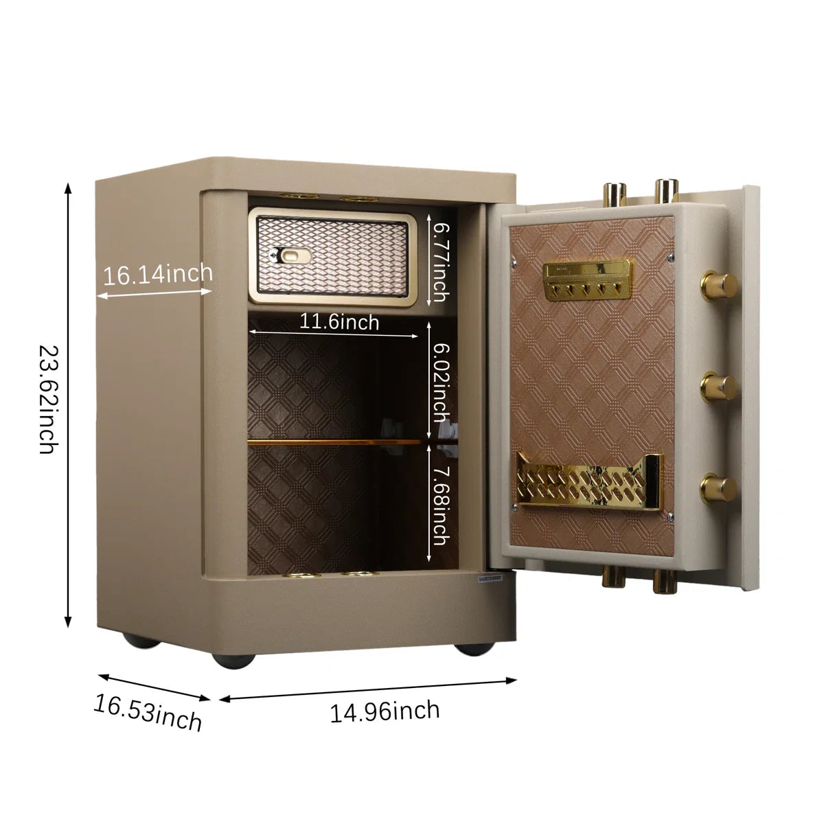 Security Safe with Wheels, Inner Key Box & Fireproof Document Bag