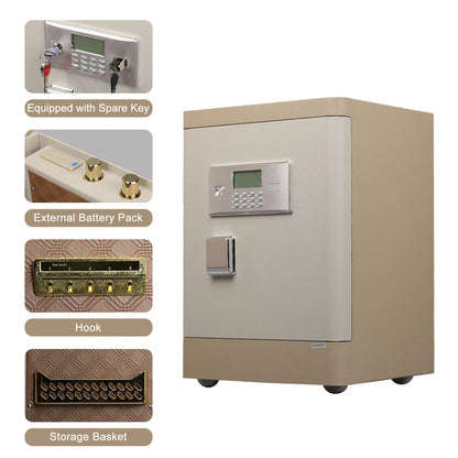 Security Safe with Wheels, Inner Key Box & Fireproof Document Bag