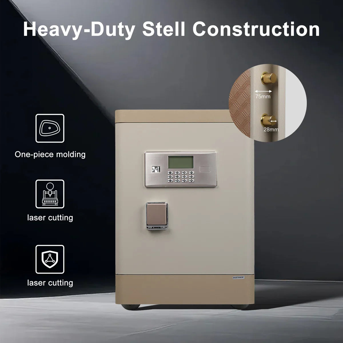 Security Safe with Wheels, Inner Key Box & Fireproof Document Bag