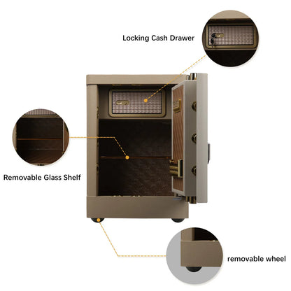 Security Safe with Wheels, Inner Key Box & Fireproof Document Bag