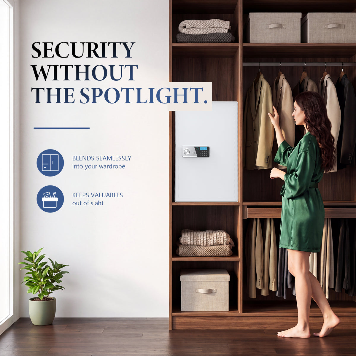 VALINIRT 29.5-Inch Tall Biometric Home Safe with Fingerprint & Digital Keypad, Anti-Pry Design and Alarm