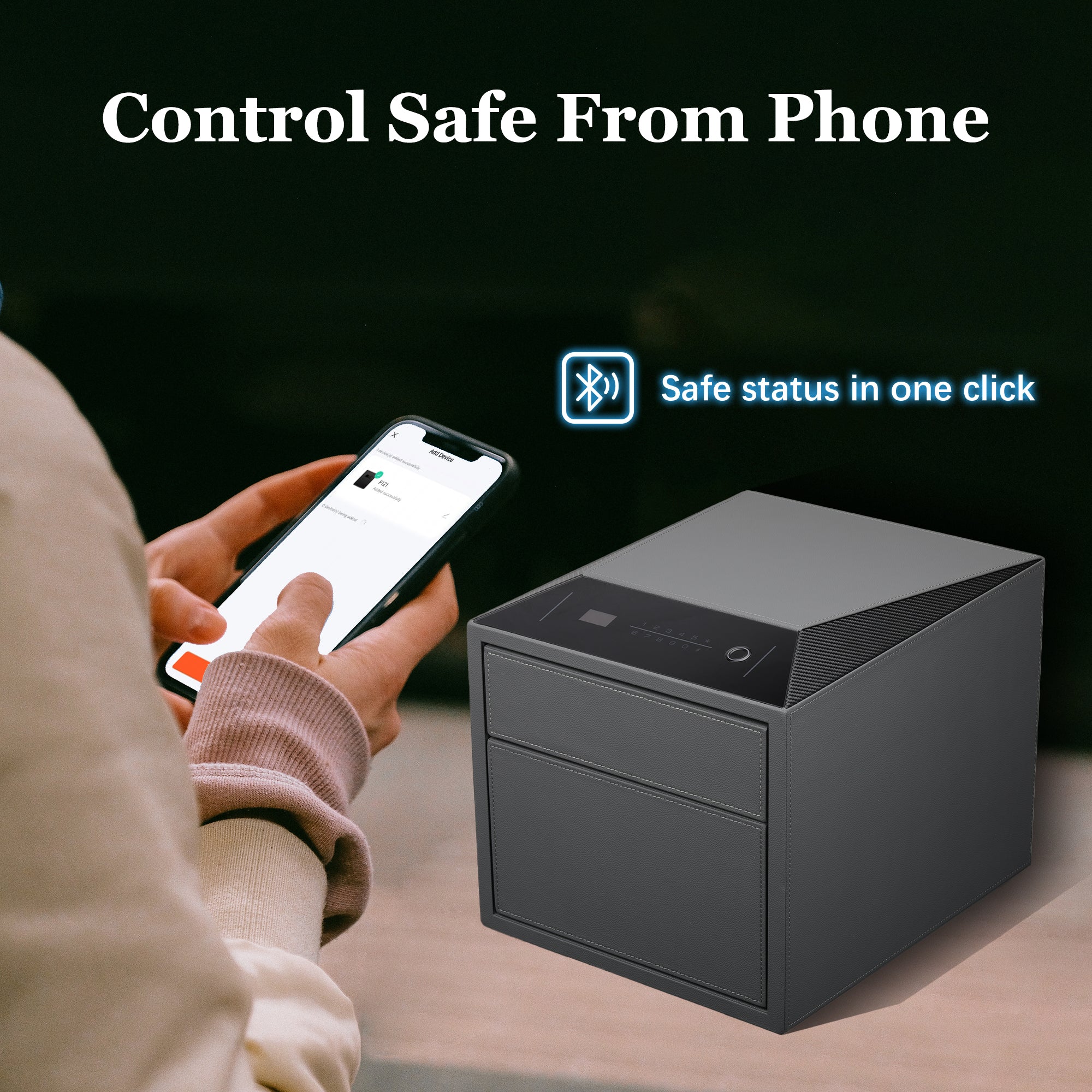 2 Drawers Smart Jewelry Safe Box with Fingerprint, Bluetooth & Auto Open