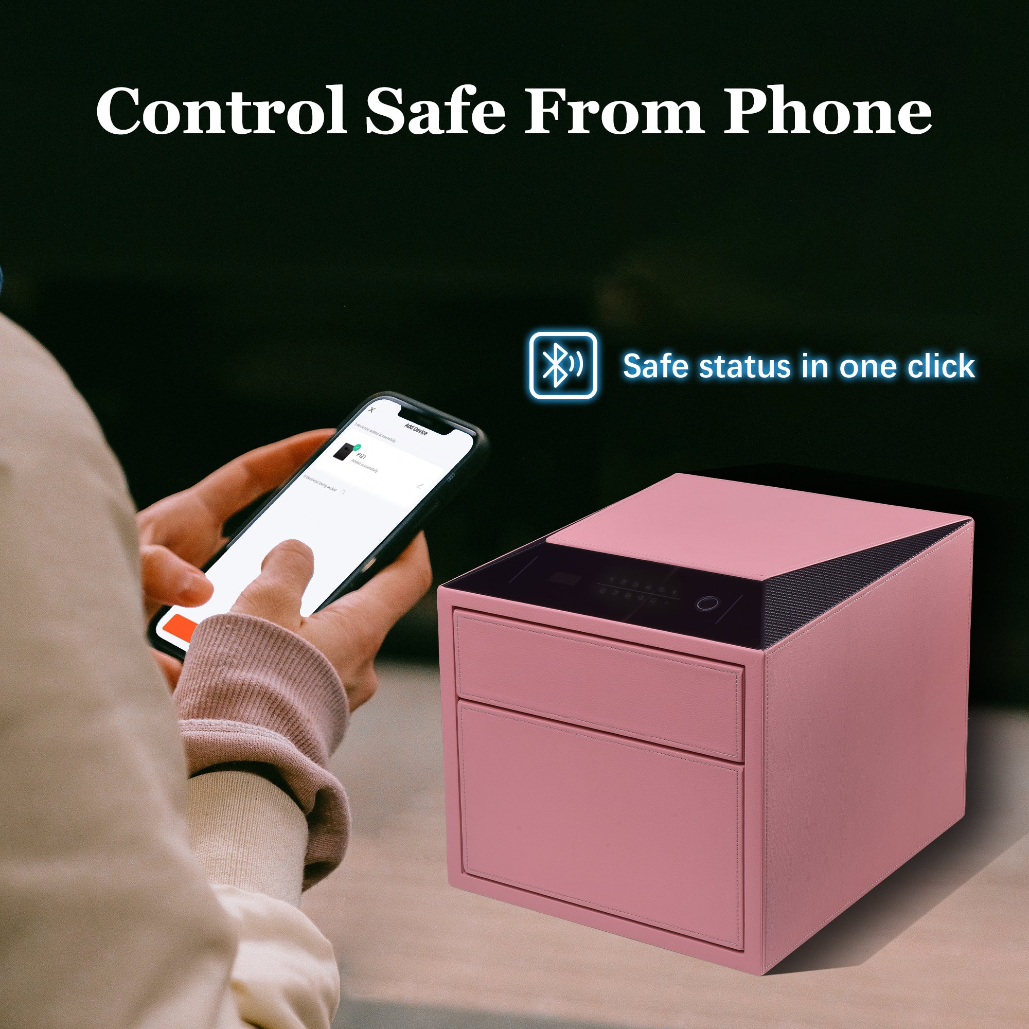 2 Drawers Smart Jewelry Safe Box with Fingerprint, Bluetooth & Auto Open
