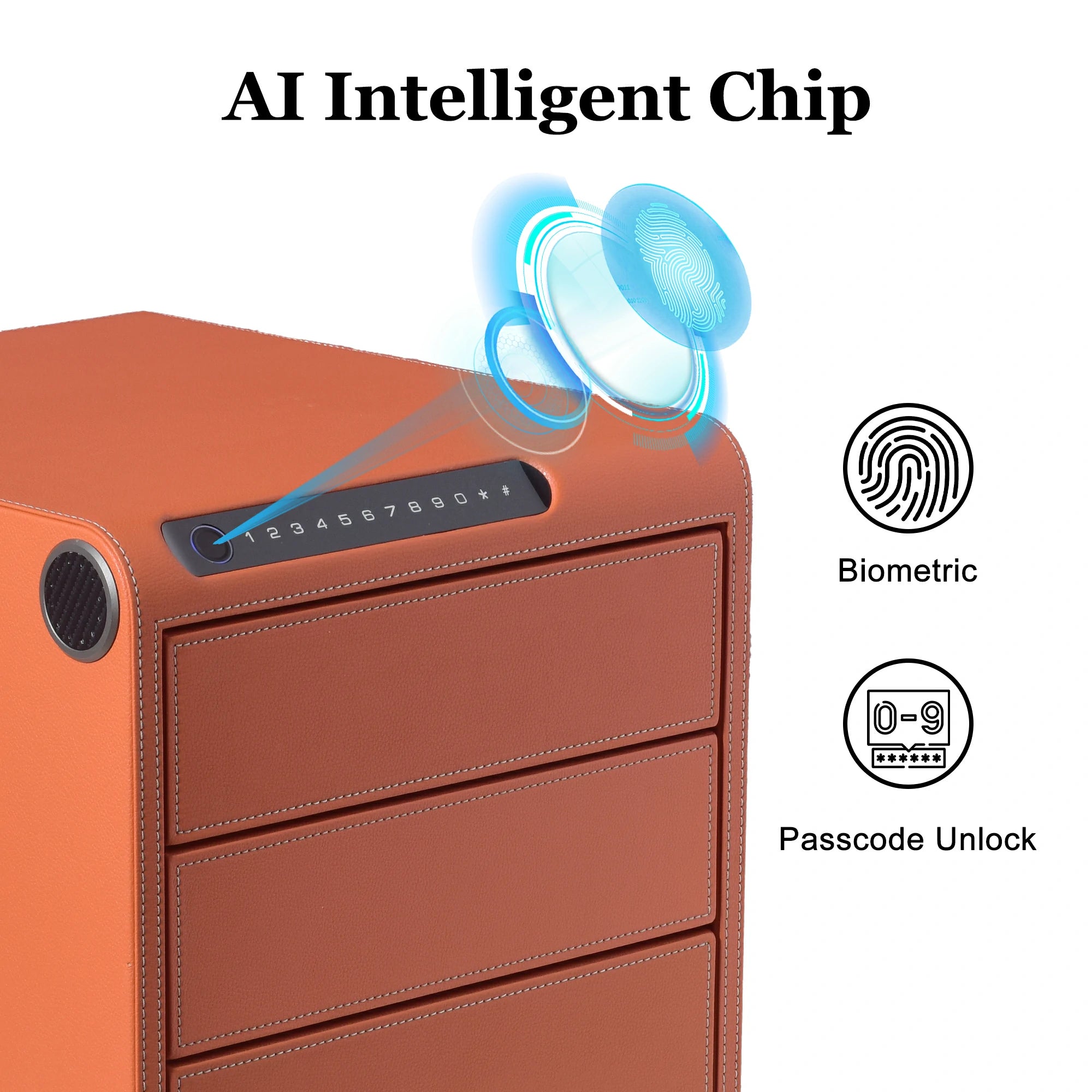 3 Drawers Smart Jewelry Safe Box with Bluetooth, Fingerprint Lock & Auto Open