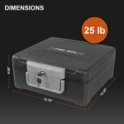 0.94 Cu Ft Fireproof Waterproof Chest Document Safe with Key Lock Strap LED