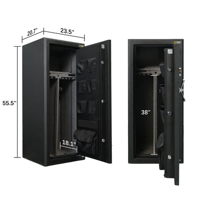 24 Gun Fireproof Safe with Biometric Fingerprint No-Assembly-Required