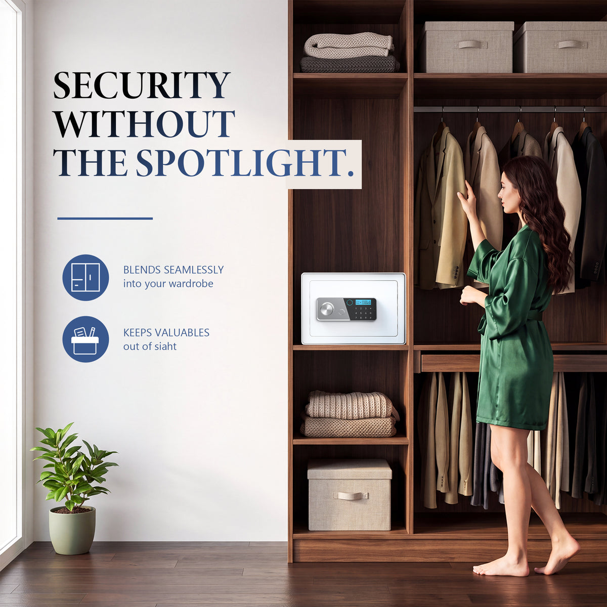 VALINIRT 9.8-Inch Biometric Home Safe with Fingerprint & Digital Keypad, Anti-Pry Design and Alarm