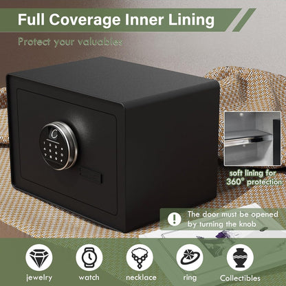1.2 cu ft Fingerprint Safe Box with Keypad & Key, Removable Shelf