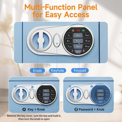 0.23 Cu Ft Small Digital Safe Box with Keypad & Keys, Compact Home Lock Box