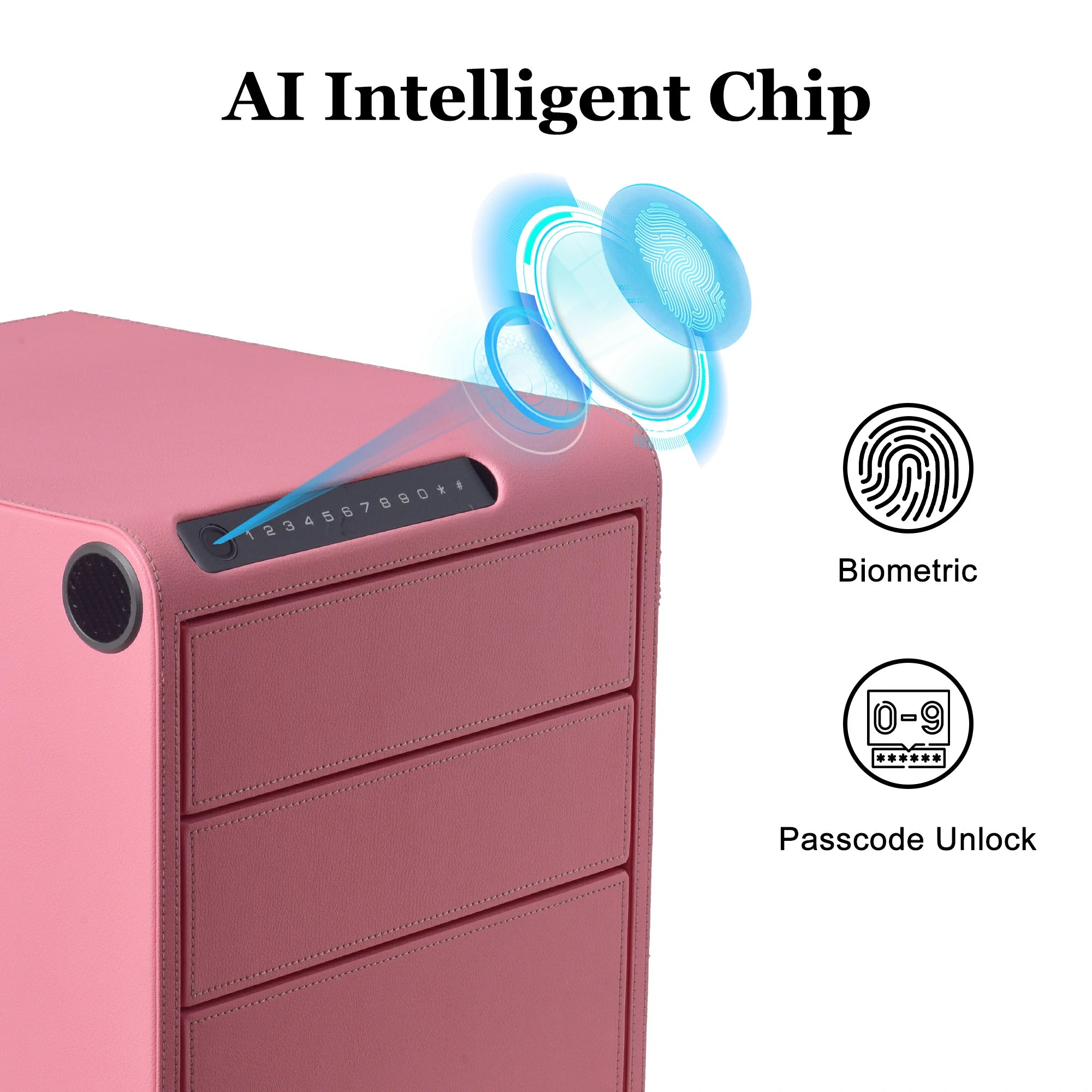 3 Drawers Smart Jewelry Safe Box with Bluetooth, Fingerprint Lock & Auto Open