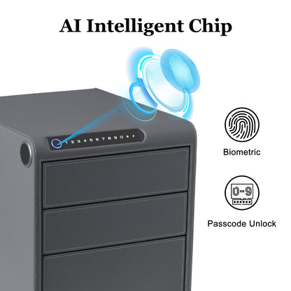 3 Drawers Smart Jewelry Safe Box with Bluetooth, Fingerprint Lock & Auto Open